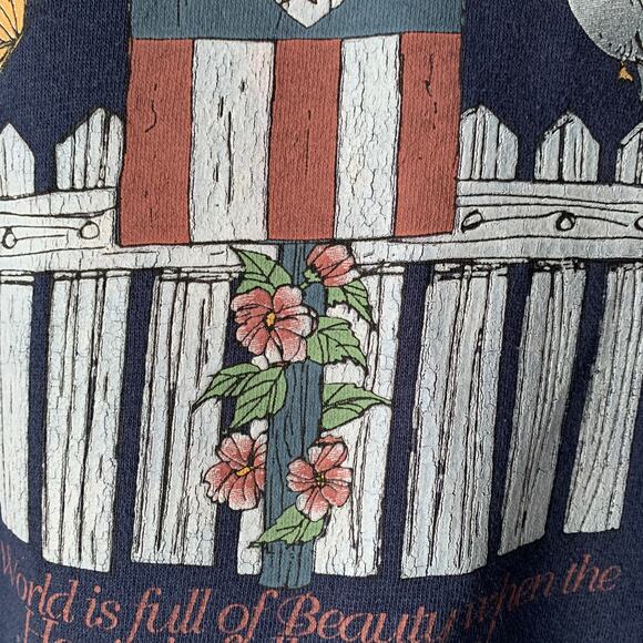Vintage Timber Creek Sweatshirt Birdhouse Picket Fence Birds Apples 90s Size XL - Picture 12 of 16